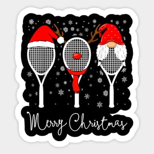 Tennis Racket Wearing Xmas Hat Christmas Tennis Racket Lover Sticker